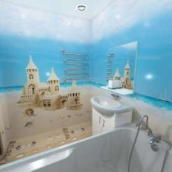 Панели ПВХ 3D Novita «Панорама Песочный замок» узор (комплект из 6-х панелей)